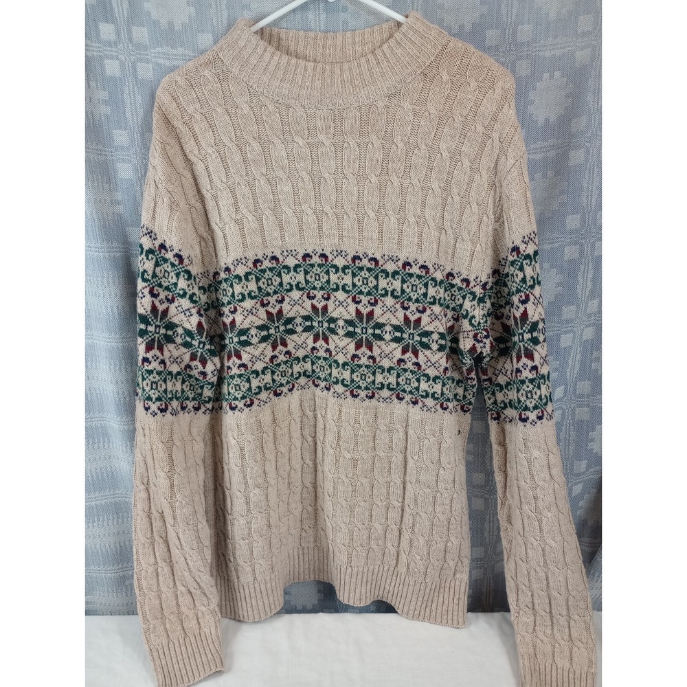 Vintage Lord Jeff Sweater Men's Size XL‎ Nordic Cable Knit 1970s Ski Sweater